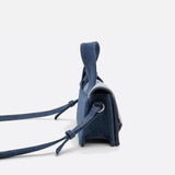 Rebel Denim Patchwork Bag – Jean - Inspired Handbag with Top Handle & Tie Detail - in Blue | Arvea Bags