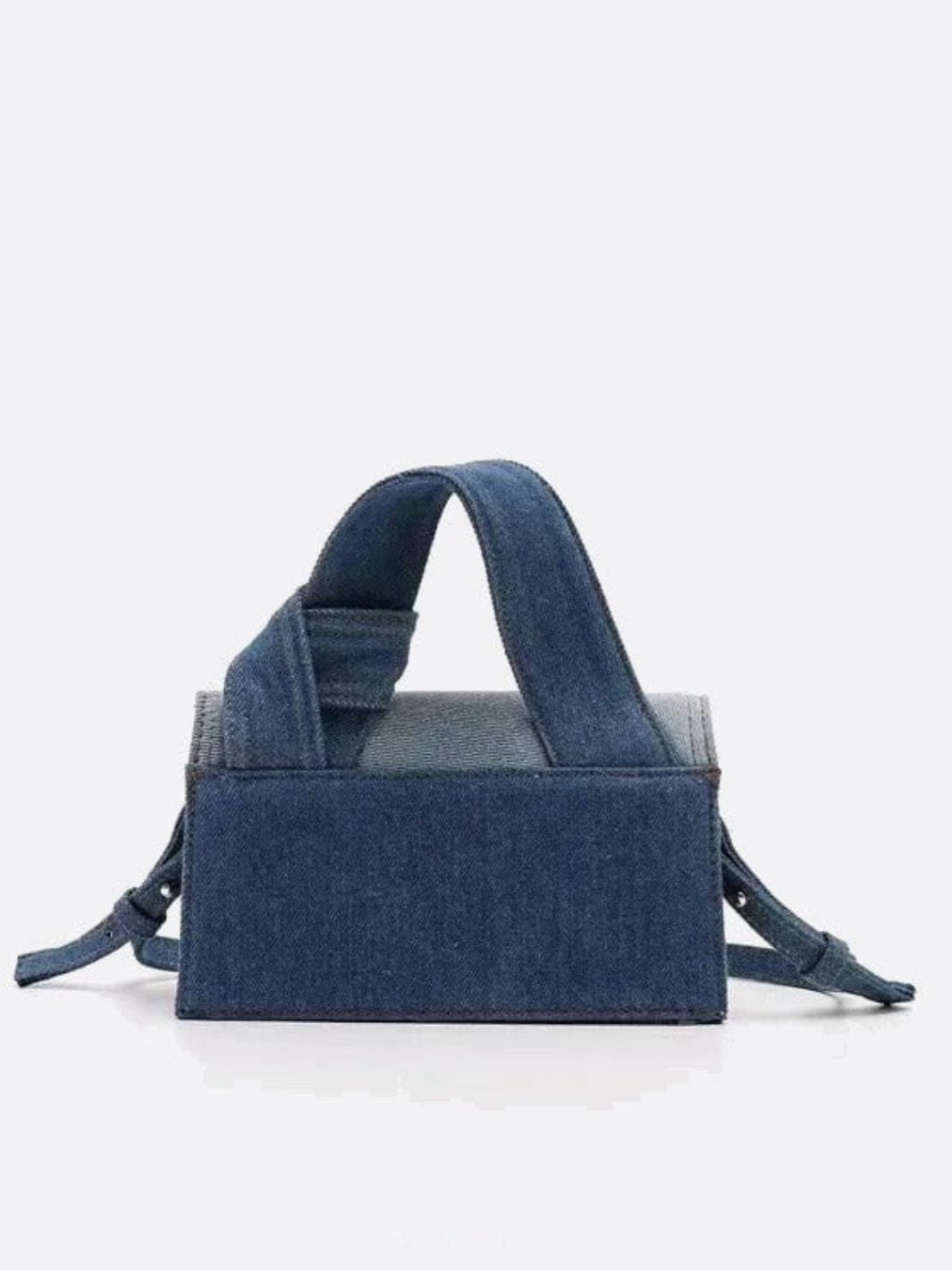 Rebel Denim Patchwork Bag – Jean - Inspired Handbag with Top Handle & Tie Detail - in Blue | Arvea Bags