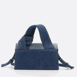 Rebel Denim Patchwork Bag – Jean - Inspired Handbag with Top Handle & Tie Detail - in Blue | Arvea Bags
