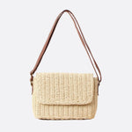 Rectangular Woven Shoulder Bag - in Beige | Arvea Bags