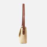 Rectangular Woven Shoulder Bag - in Beige | Arvea Bags