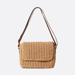Rectangular Woven Shoulder Bag - in Light Brown | Arvea Bags