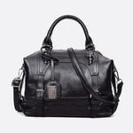 Retro Camel Leather Handbag – Vintage Style Shoulder Bag - in Black | Arvea Bags