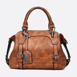 Retro Camel Leather Handbag – Vintage Style Shoulder Bag - in Camel | Arvea Bags