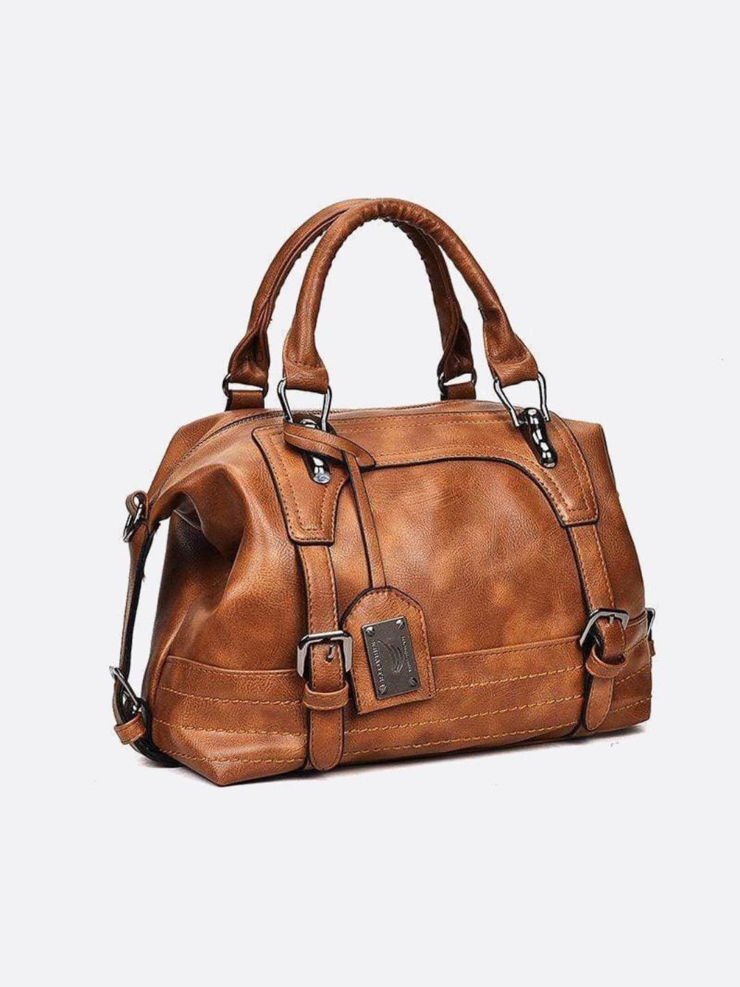 Retro Camel Leather Handbag – Vintage Style Shoulder Bag - in Camel | Arvea Bags