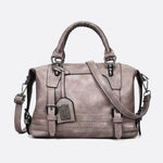 Retro Camel Leather Handbag – Vintage Style Shoulder Bag - in Grey | Arvea Bags