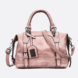 Retro Camel Leather Handbag – Vintage Style Shoulder Bag - in Light Pink | Arvea Bags