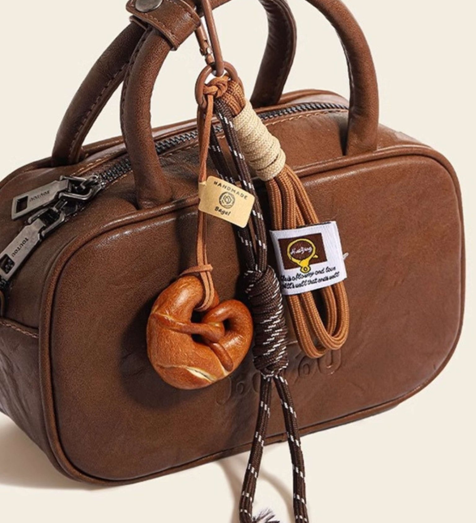 Rhiannon | Handcrafted Wooden Knot Bag Charm – Rustic, Artistic & Unique - in Light Brown | Arvea Bags