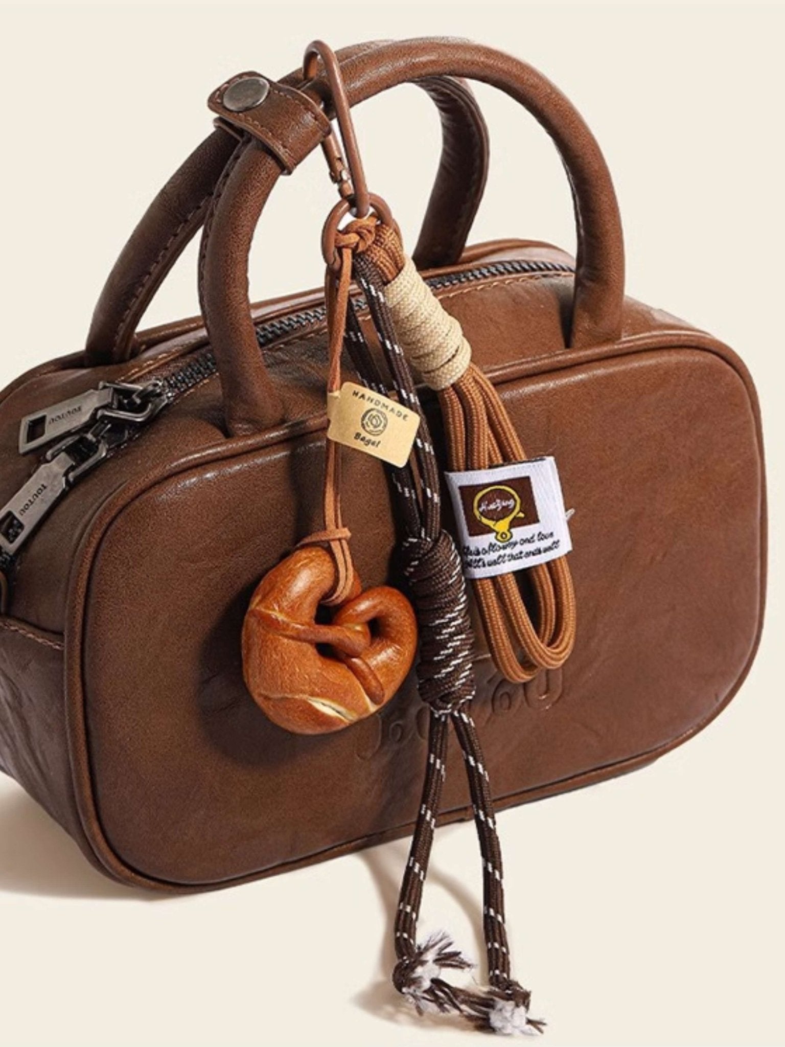 Rhiannon | Handcrafted Wooden Knot Bag Charm – Rustic, Artistic & Unique - in Light Brown | Arvea Bags