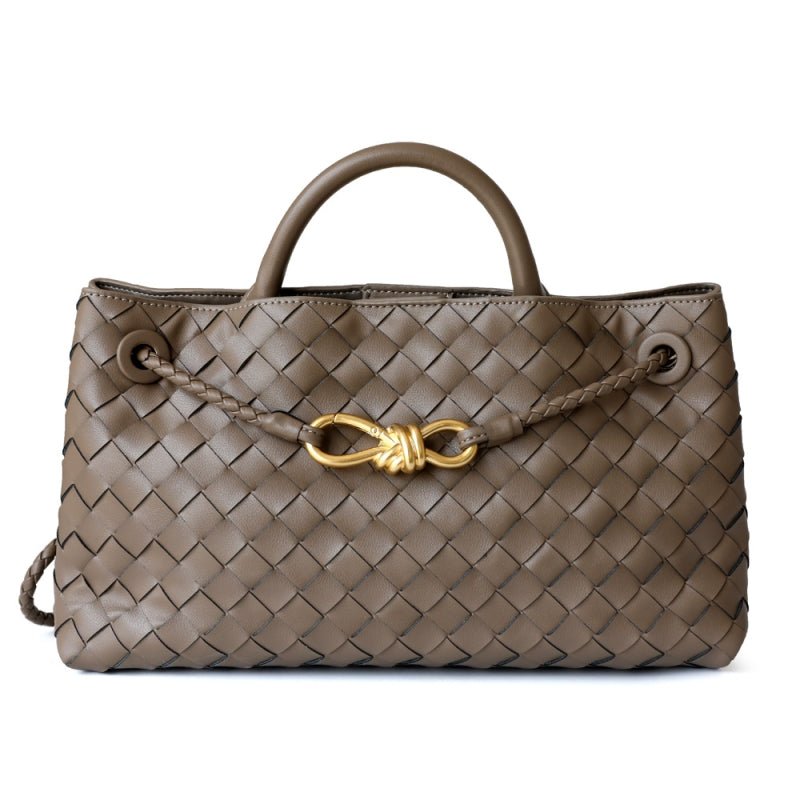 Rielle | Sage Woven Vegan Leather Handbag – Chic, Elegant & Timeless - in Grey | Arvea Bags