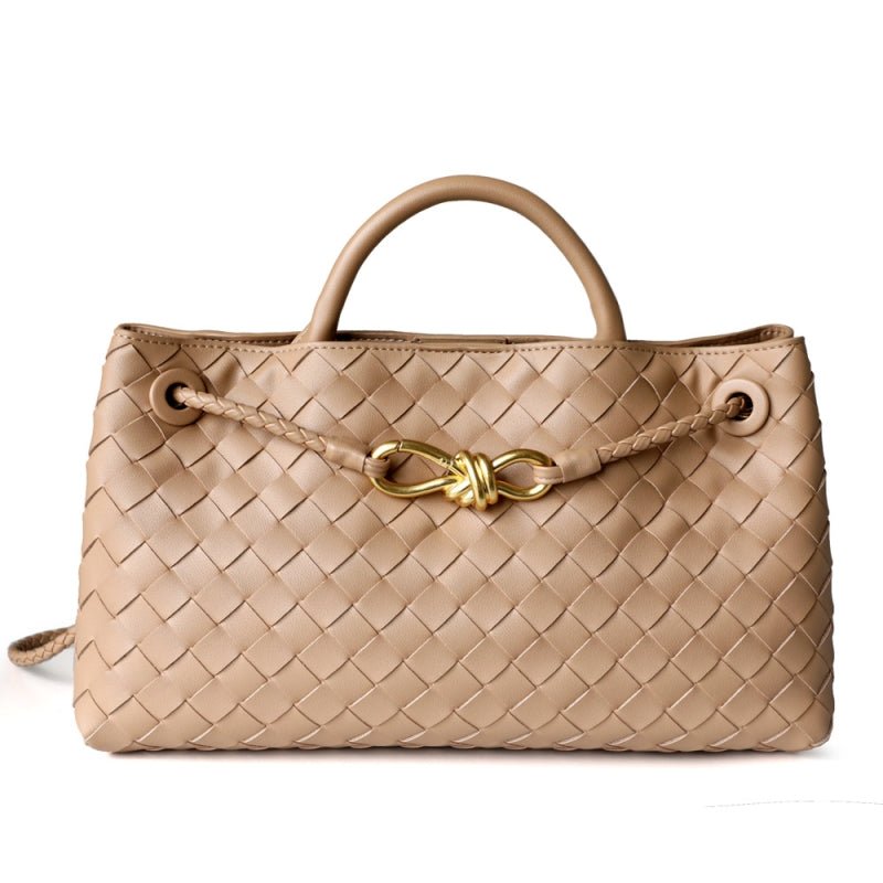 Rielle | Sage Woven Vegan Leather Handbag – Chic, Elegant & Timeless - in Light Nude | Arvea Bags