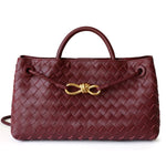 Rielle | Sage Woven Vegan Leather Handbag – Chic, Elegant & Timeless - in Maroon | Arvea Bags
