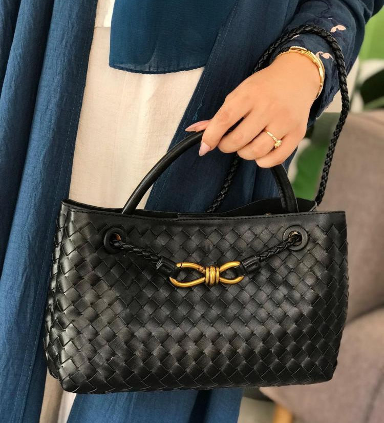 Rielle | Sage Woven Vegan Leather Handbag – Chic, Elegant & Timeless - in Olive green | Arvea Bags