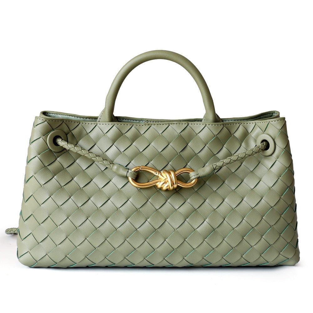 Rielle | Sage Woven Vegan Leather Handbag – Chic, Elegant & Timeless - in Olive green | Arvea Bags