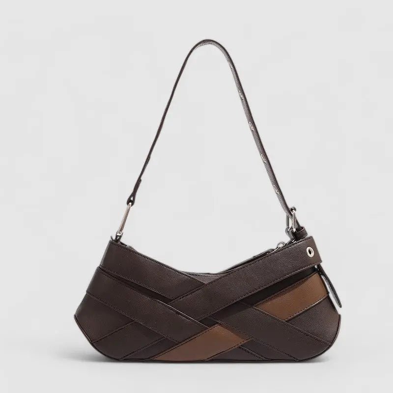 Riley | Black Buckle Strap Shoulder Bag – Bold & Trendy - in Brown | Arvea Bags