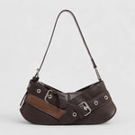 Riley | Black Buckle Strap Shoulder Bag – Bold & Trendy - in Brown | Arvea Bags
