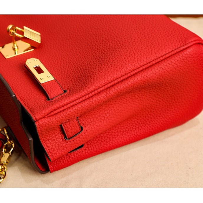 Rivelle | Red Textured Leather Handbag – Bold & Sophisticated - in Red | Arvea Bags