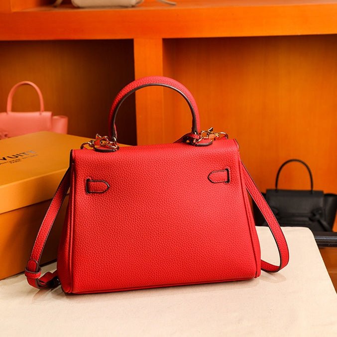 Rivelle | Red Textured Leather Handbag – Bold & Sophisticated - in Red | Arvea Bags