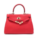 Rivelle | Red Textured Leather Handbag – Bold & Sophisticated - in Red | Arvea Bags