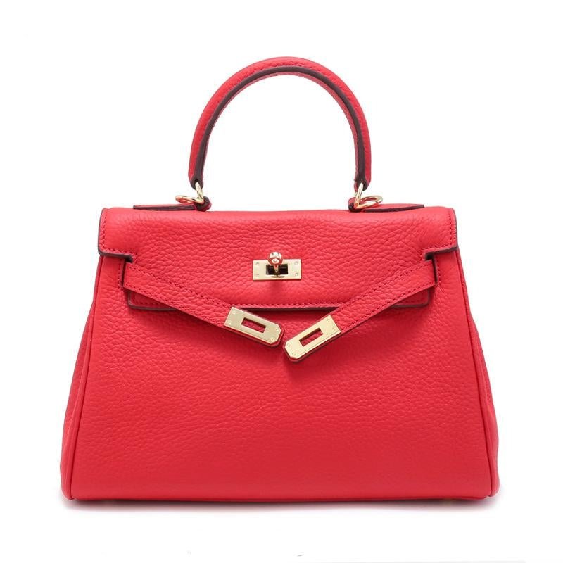 Rivelle | Red Textured Leather Handbag – Bold & Sophisticated - in Red | Arvea Bags