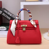 Rivelle | Red Textured Leather Handbag – Bold & Sophisticated - in Red | Arvea Bags