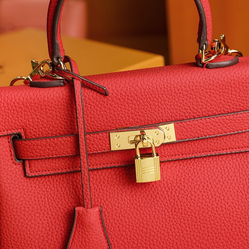 Rivelle | Red Textured Leather Handbag – Bold & Sophisticated - in Red | Arvea Bags