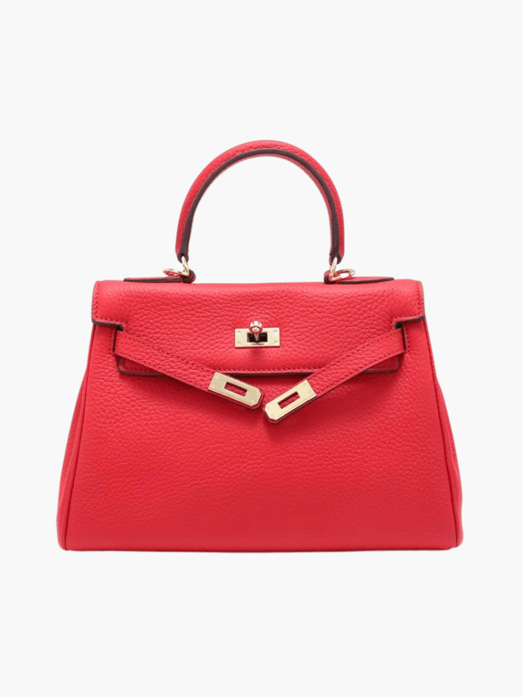 Rivelle | Red Textured Leather Handbag – Bold & Sophisticated - in Red | Arvea Bags