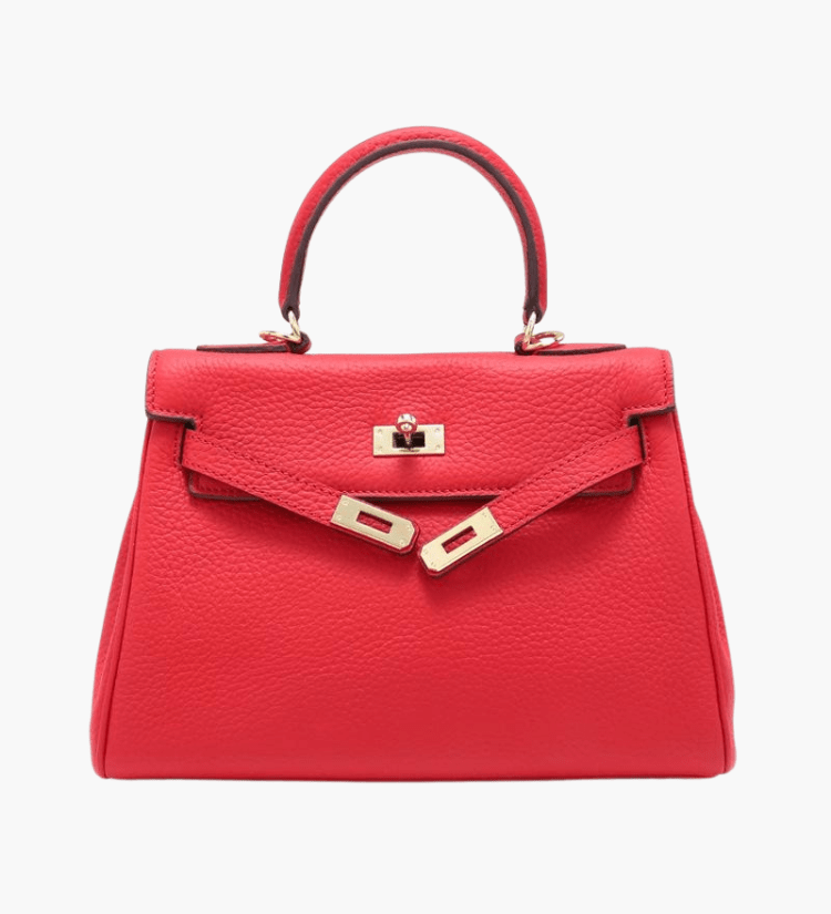 Rivelle | Red Textured Leather Handbag – Bold & Sophisticated - in Red | Arvea Bags