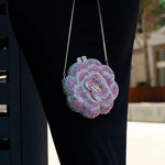 Rosabelle | Crystal Rose Evening Clutch – Floral Elegance - in Salmon Pink | Arvea Bags