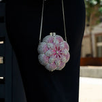 Rosabelle | Crystal Rose Evening Clutch – Floral Elegance - in Salmon Pink | Arvea Bags