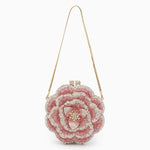 Rosabelle | Crystal Rose Evening Clutch – Floral Elegance - in Salmon Pink | Arvea Bags