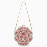 Rosabelle | Crystal Rose Evening Clutch – Floral Elegance - in Salmon Pink | Arvea Bags