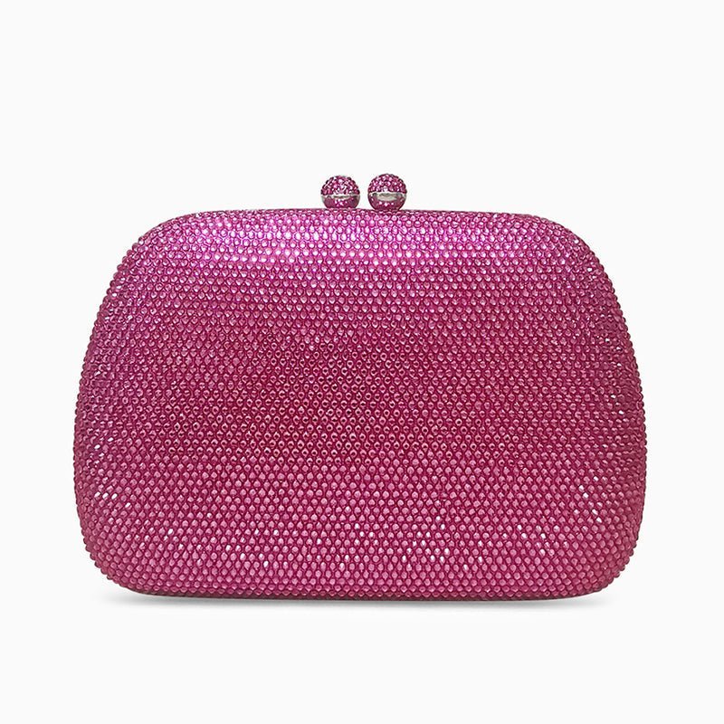 Rosé | Crystal Embellished Pink Evening Clutch – Bold Elegance - in Salmon Pink | Arvea Bags