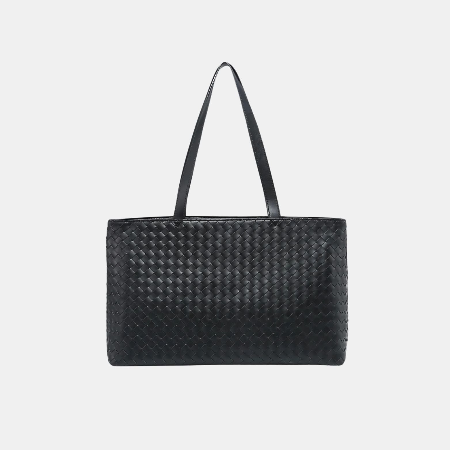 Rosetta Woven Shoulder Tote Bag – Minimalist Design - in Black | Arvea Bags