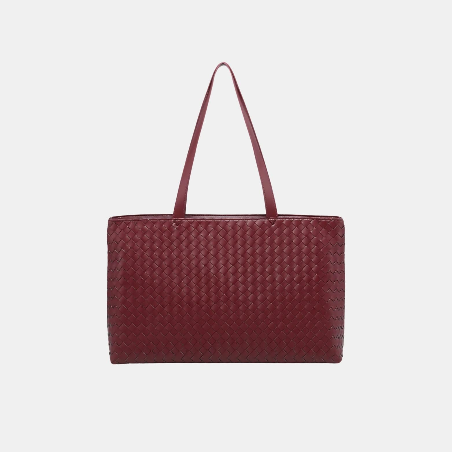Rosetta Woven Shoulder Tote Bag – Minimalist Design - in Burgundy | Arvea Bags