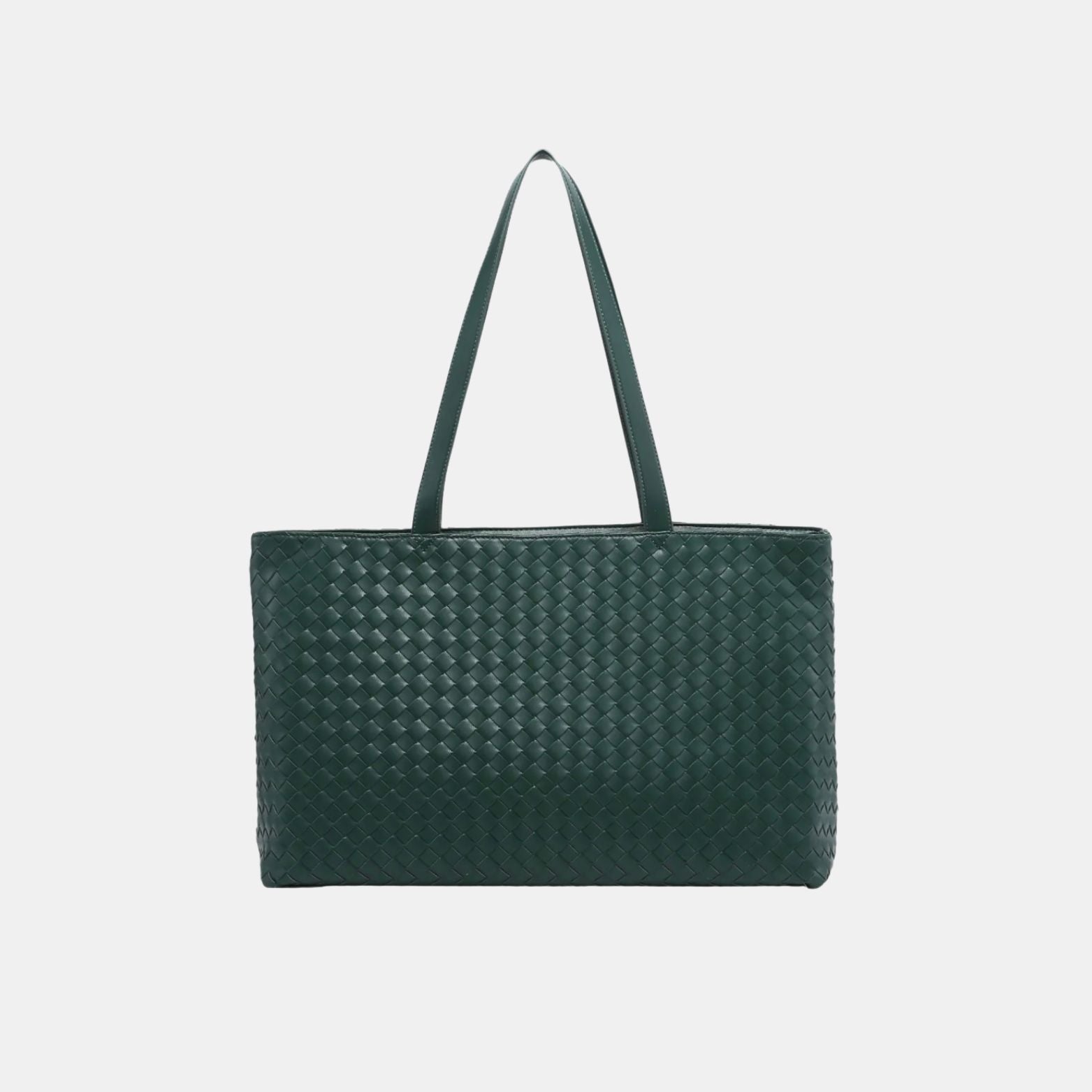 Rosetta Woven Shoulder Tote Bag – Minimalist Design - in Deep Green | Arvea Bags