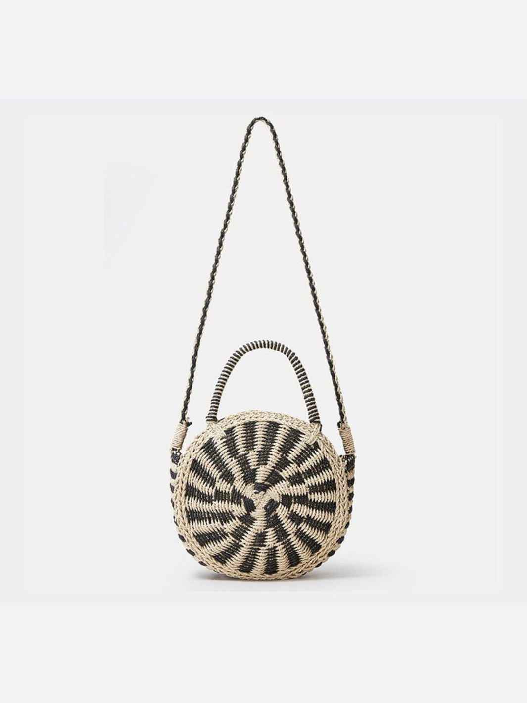Round Spiral Woven Crossbody Bag – Handcrafted Tote - in Black | Arvea Bags