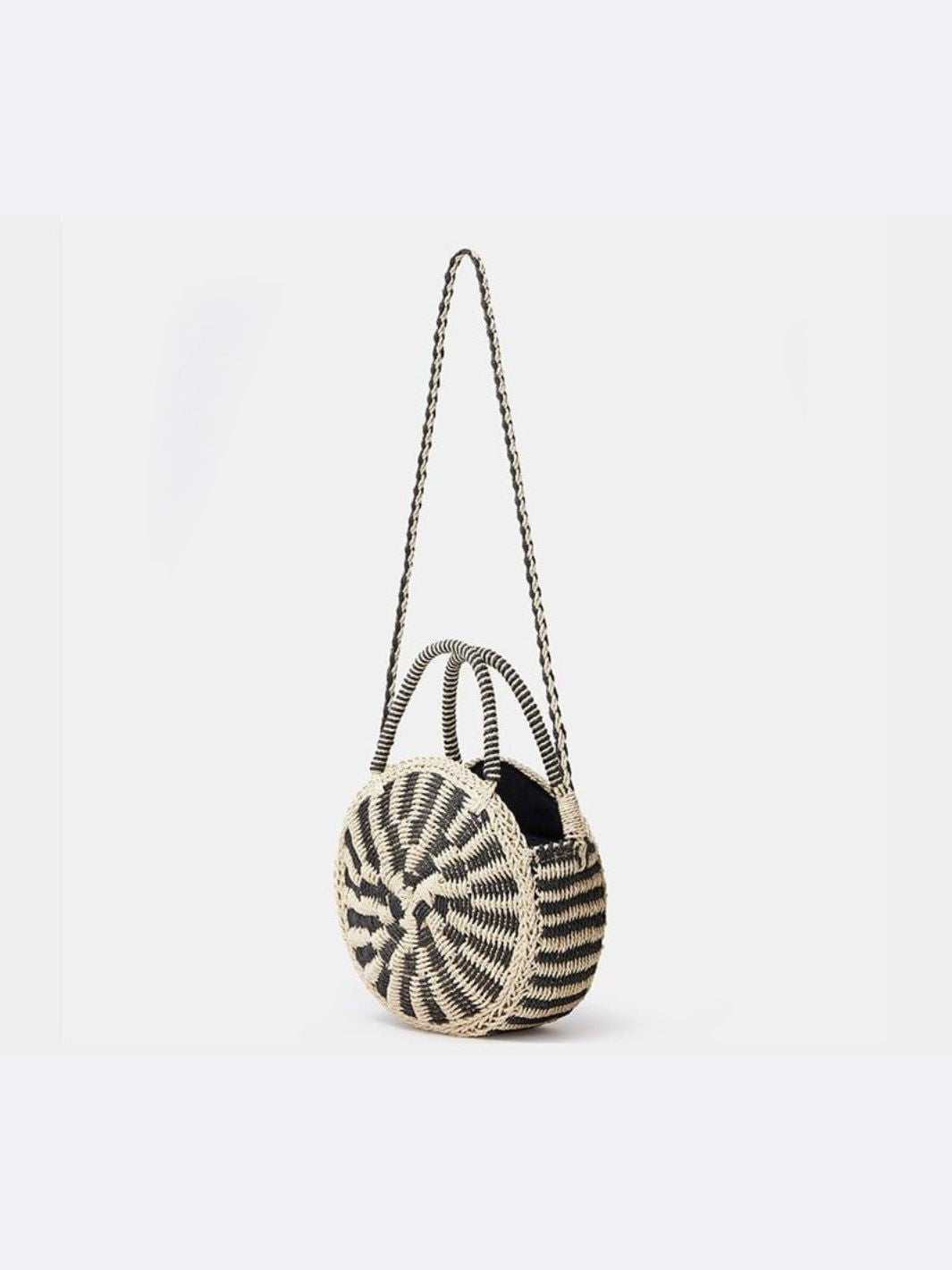 Round Spiral Woven Crossbody Bag – Handcrafted Tote - in Black | Arvea Bags