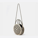 Round Spiral Woven Crossbody Bag – Handcrafted Tote - in Black | Arvea Bags