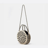 Round Spiral Woven Crossbody Bag – Handcrafted Tote - in Black | Arvea Bags