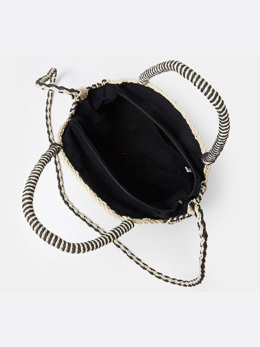Round Spiral Woven Crossbody Bag – Handcrafted Tote - in Black | Arvea Bags