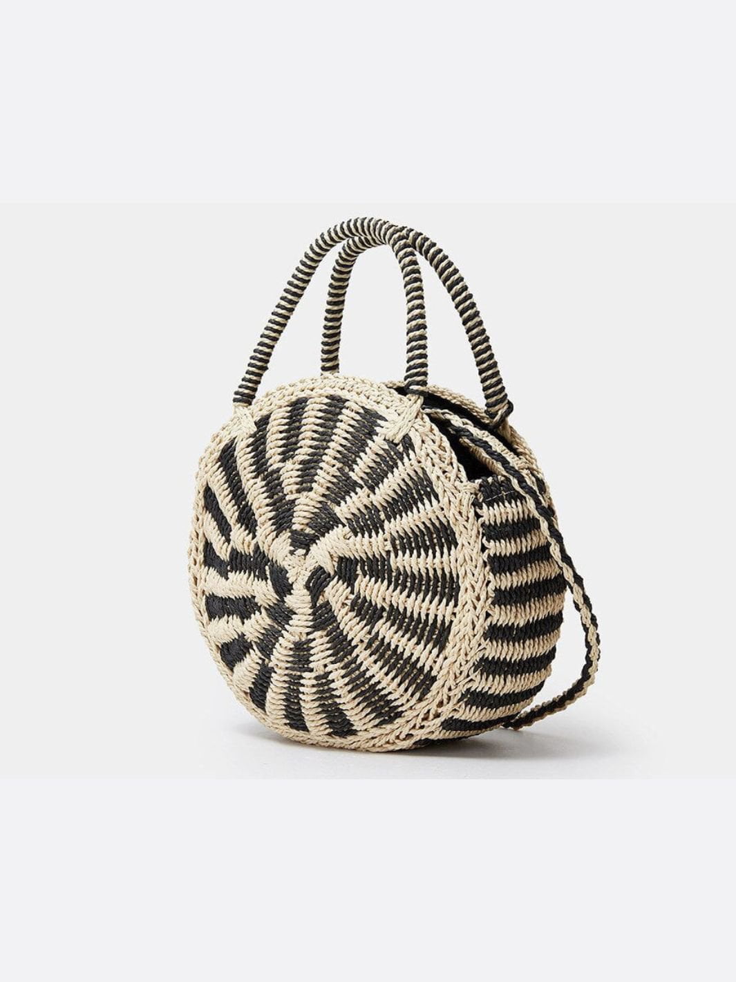 Round Spiral Woven Crossbody Bag – Handcrafted Tote - in Black | Arvea Bags