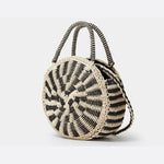 Round Spiral Woven Crossbody Bag – Handcrafted Tote - in Black | Arvea Bags