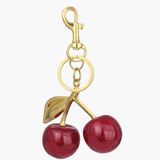 Ruby | Glitter Cherry Gold Keychain – Sparkling Elegance - in Bordeaux red | Arvea Bags