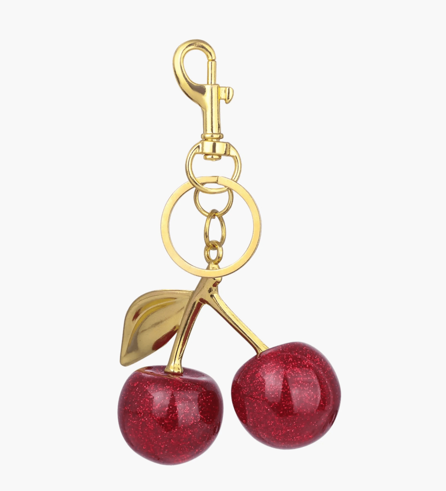 Ruby | Glitter Cherry Gold Keychain – Sparkling Elegance - in Bordeaux red | Arvea Bags