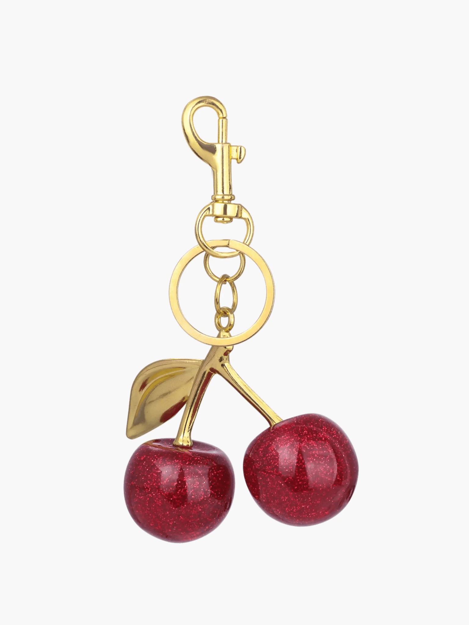 Ruby | Glitter Cherry Gold Keychain – Sparkling Elegance - in Bordeaux red | Arvea Bags
