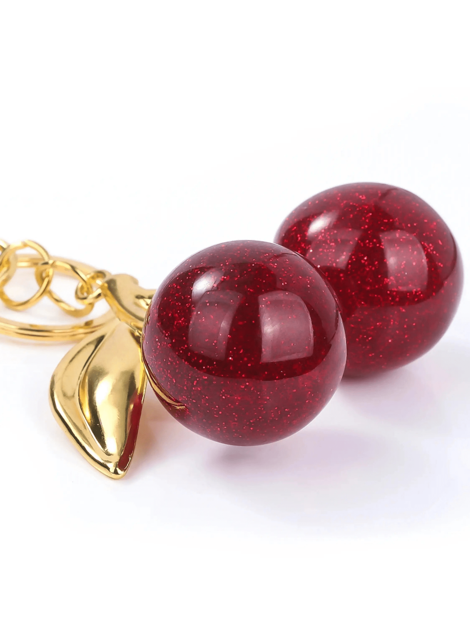 Ruby | Glitter Cherry Gold Keychain – Sparkling Elegance - in Bordeaux red | Arvea Bags