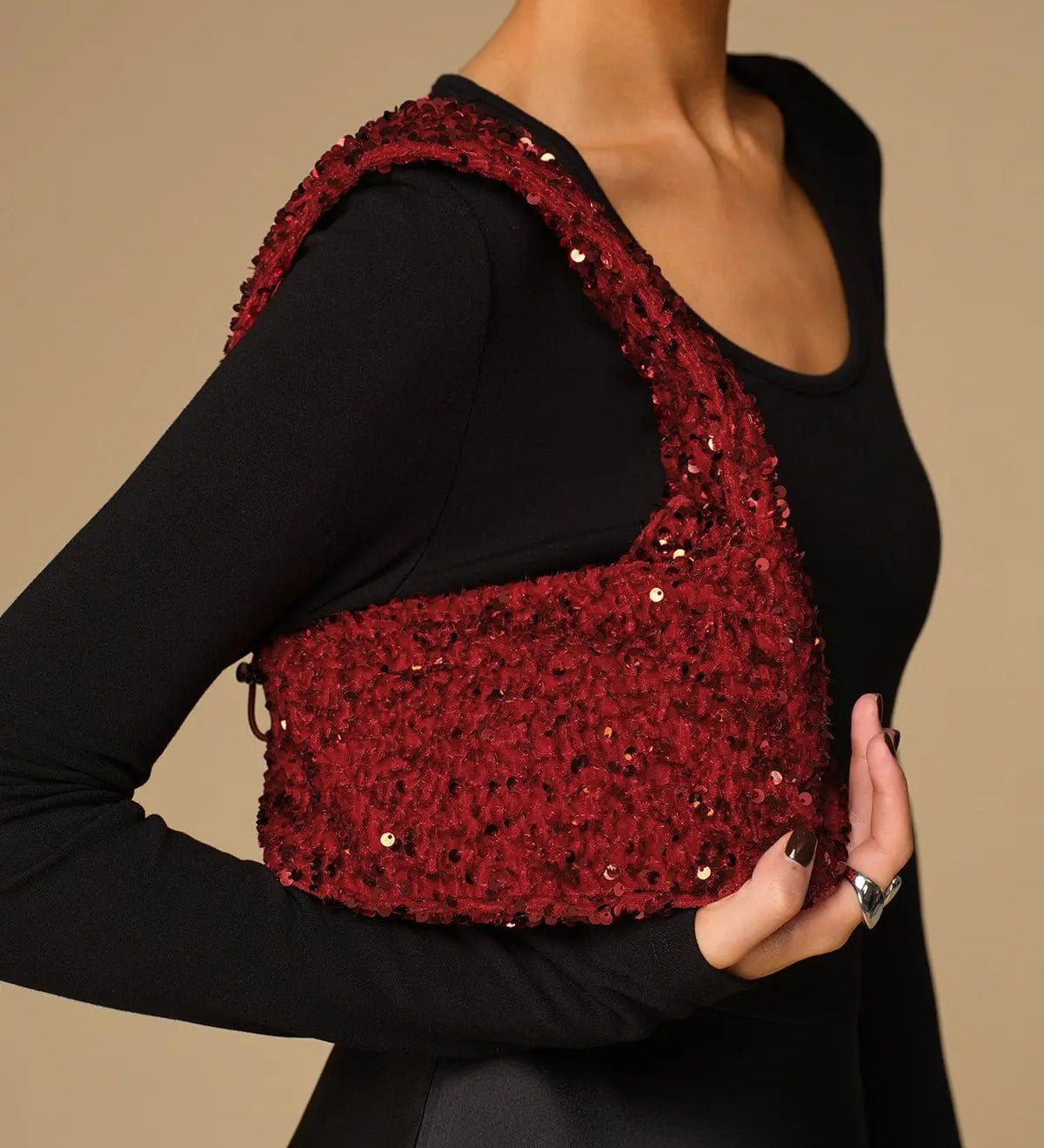 Ruby | Sequined Mini Bag – Glamorous & Dazzling - in Wine Red | Arvea Bags
