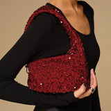 Ruby | Sequined Mini Bag – Glamorous & Dazzling - in Wine Red | Arvea Bags