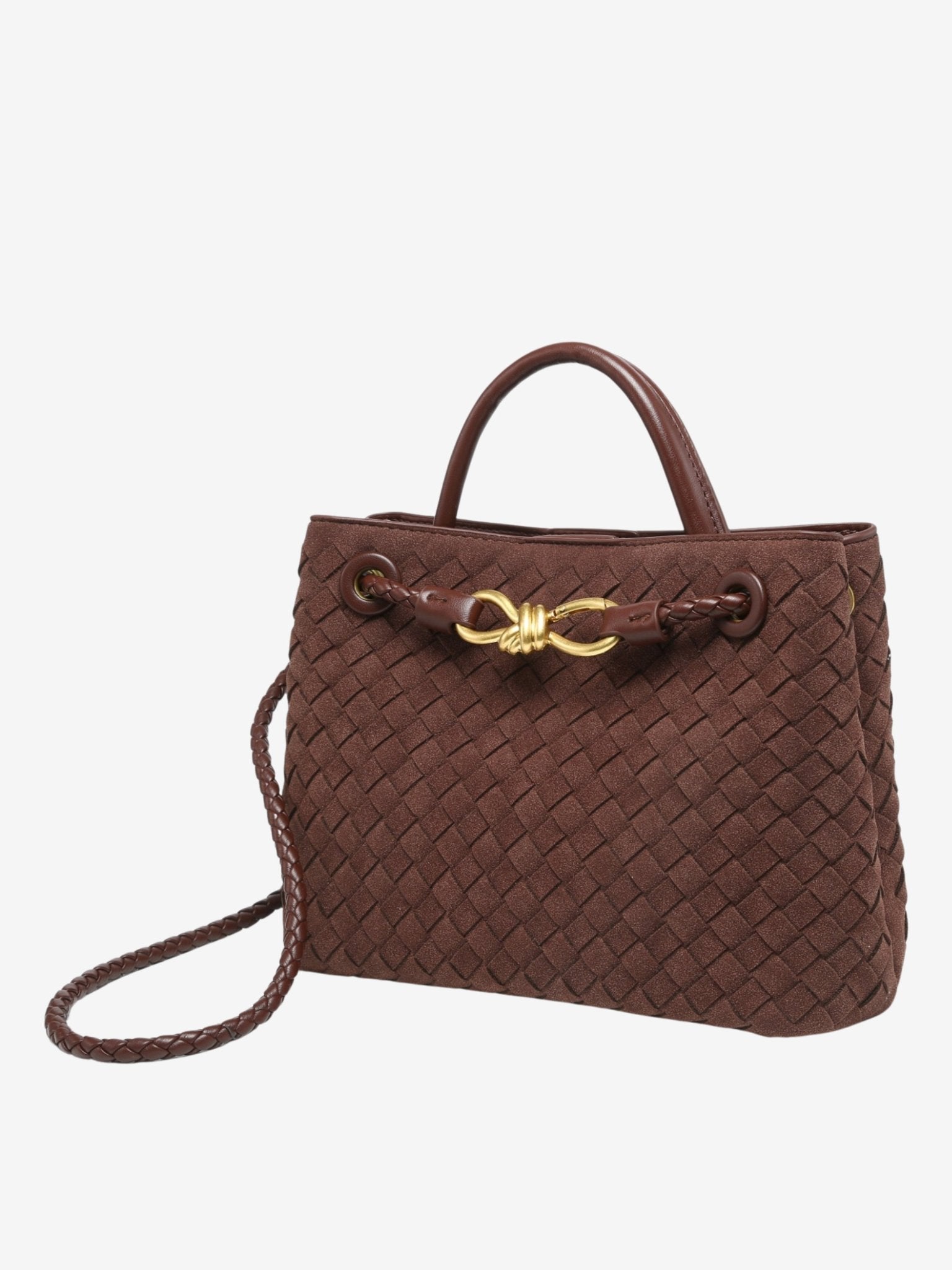 Sabine Woven Suede Handbag – Artisanal, Chic Sophisticated - in Black | Arvea Bags